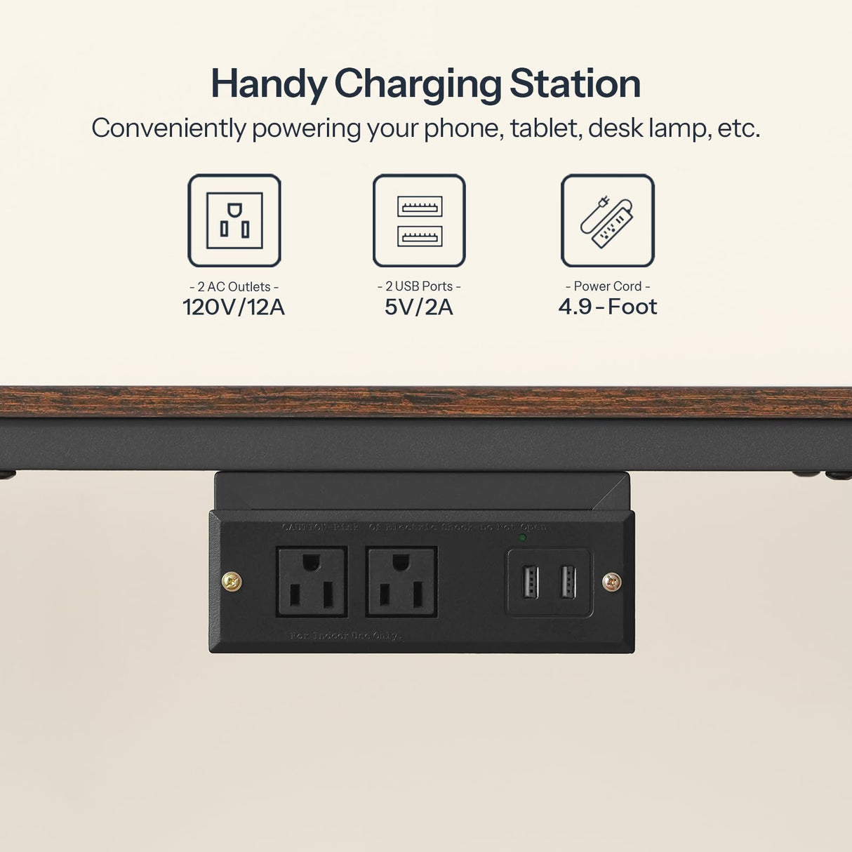 HOOBRO TV Stand with Charging Station to 55 Inches, LED Entertainment Center, Media TV Console Table with Open Storage Shelving for Living Room, Bedroom, Rustic Brown and Black BF122UDDS01 HOOBRO