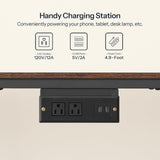 HOOBRO TV Stand with Charging Station to 55 Inches, LED Entertainment Center, Media TV Console Table with Open Storage Shelving for Living Room, Bedroom, Rustic Brown and Black BF122UDDS01 HOOBRO