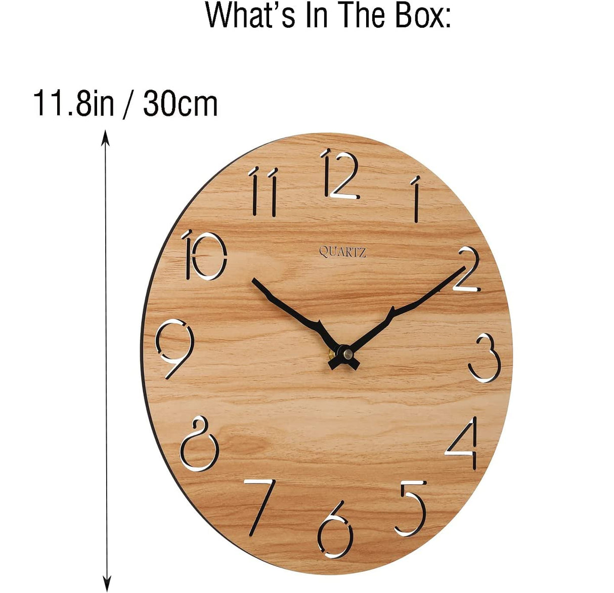 LAIGOO 12 Inch Wood Wall Clock Quartz Analog, Silent Non-Ticking, Decorative Modern Wall Clock Battery Operated for Living Room Bathroom Bedroom Kitchen Office School LAIGOO