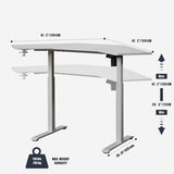 kowo L Shaped Height Adjustable Electric Standing Desk with USB C Hub & Wireless Charger, Sit Stand Corner Desk, Memory Settings, Stand Up Computer Desk Adjustable Table, White kowo