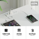 Rolanstar Nightstand with Charging Station, Night Stand with 2 Drawers, 2 AC and USB Power Outlets, Accent Bed Side Table with Storage Shelf for Bedroom, White Rolanstar