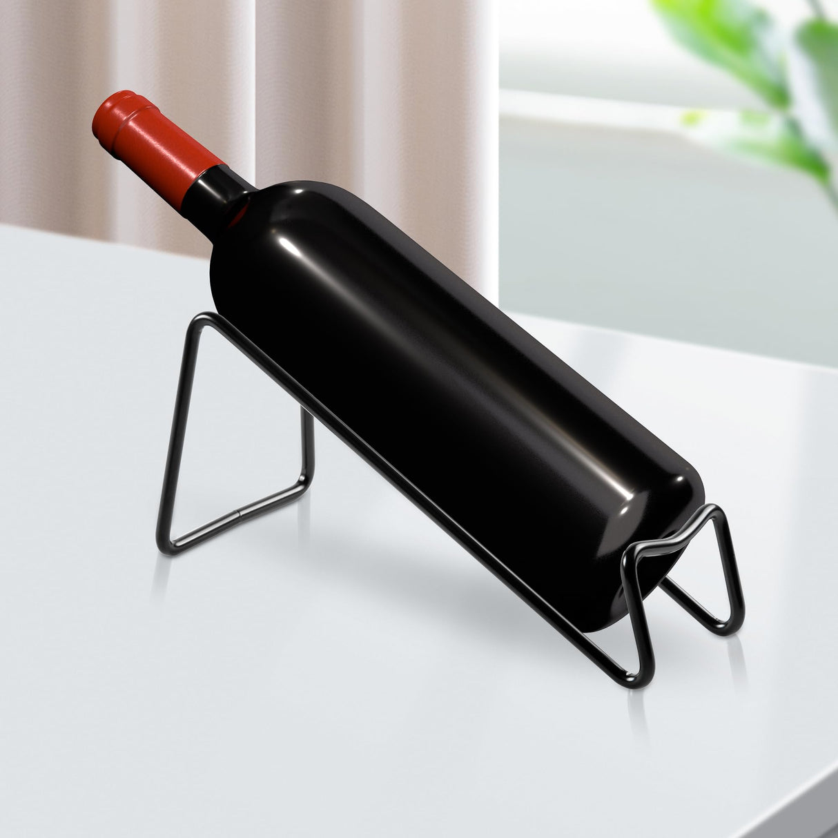 TONLEA Countertop Wine Rack, 2 Pcs Wine Bottle Holder, Metal Small Wine Rack, Tabletop Wine Storage Stand for Cabinet, Pantry, Bar, Black TONLEA