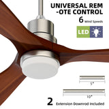 Obabala 52'' Ceiling Fan Outdoor Ceiling Fan with LED Light Remote Control for Patios Modern Ceiling Fan Reversible DC Motor and Brushed Nickel Obabala