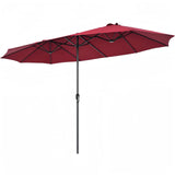VOOYA HOME 15ft Large Patio Umbrellas Base NOT Included, Outdoor Double-Sided Umbrella with Crank Handle, UV Protective for Pool, Lawn Garden, Backyard (Pole Diameter 1.9 inch) Red VOOYA HOME