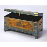 Starlight Canyon Home Mango Wood Storage Trunk Coffee Table with Brass Inlay, Hope Chest and Steamer Trunk for Living Room or Bedroom Decor Starlight Canyon Home