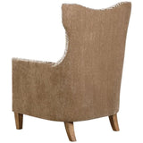 BOWERY HILL Traditional Fabric/Wood Animal Pattern Armchair in Brown BOWERY HILL