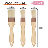 3 Pcs Pastry Brush, Natural Bristle Basting Brush, Cooking Brush, Food Brush, Butter Brush, Baster Brush, BBQ Brushes for Sauce, Kitchen Baking Brushes for Oil, Grilling, Marinade yeestone