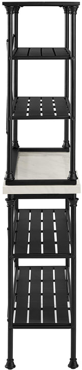 Crosley Furniture Madeleine Baker's Rack with Shelves for Storage, Microwave Stand, Coffee Bar, Steel with Faux Marble Top Crosley Furniture