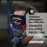 Jackson Safety 21000 - Safety Goggle - Gpl500 Premium Series - Clear Lens - Anti-fog - With Flip-up Detachable Face Shield - Blue Body Jackson Safety