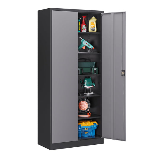 LISSIMO Metal Garage Storage Cabinet,71" H Tall Tool Cabinet with 2 Doors and 5 Adjustbale Shelves,Lockable Tool Cabinet for Garage,Basement,Home Office