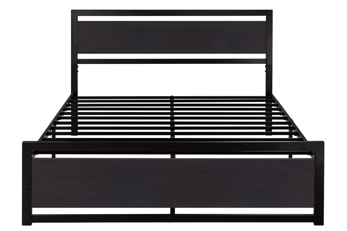 SHA CERLIN Full Size Bed Frame with Modern Headboard, Heavy Duty Platform Metal Base with Square Footboard and 13 Strong Slats Support, No Box Spring Needed, Black SHA CERLIN