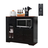 Walmokid Storage Cabinet with Power Outlet, 35" Modern Sideboard Buffet Cabinet w/Adjustable Shelf, Wooden Kitchen Cabinet with Open Shelves for Living Room, Dining Room, Kitchen, Black Walmokid