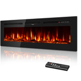 60 Inches Electric Fireplace Inserts, Ultra-Thin Fire Place Heater, Floating Wall Faux Fireplace Electric with Higher Temperatures & Lower Noise, Aesthetic Design & Realistic Flames, 750/1500W Tehanld
