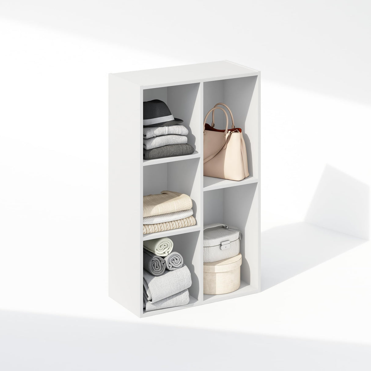 Furinno Reed 5-Cube Open Shelf Clothing & Closet Storage Organization, White Furinno