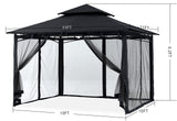 MASTERCANOPY Outdoor Garden Gazebo for Patios with Stable Steel Frame and Netting Walls (10x10,Black) MASTERCANOPY