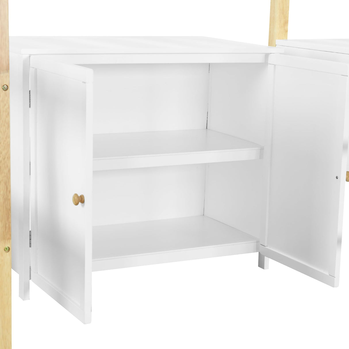 Harper & Bright Designs Twin Size Loft Bed with Foldable Desk, Bookshelf and Built-in Storage Cabinet, Wood Loft Bed Frame, White Harper & Bright Designs