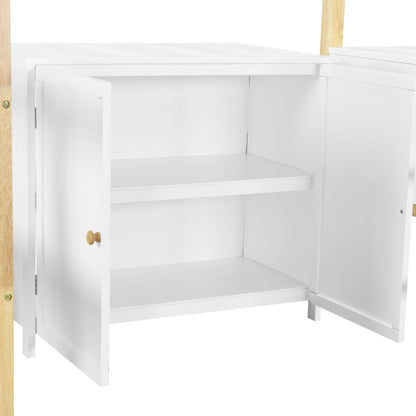 Harper & Bright Designs Twin Size Loft Bed with Foldable Desk, Bookshelf and Built-in Storage Cabinet, Wood Loft Bed Frame, White