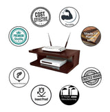 Zig Zag Wooden Floating Wall Tv Shelf Entertainment Centre Wall Mounted Component Shelf for Cable Boxes, Games Consoles, TV Accessories (25x 20x 8 cm), Brown zig zag