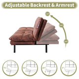 Vipbear 71" Futon Sofa Bed - Convertible Sofa Beds/Adjustable Backrest & Armrest, Comfy Loveseat Sleeper for Small Spaces, Apartments & Offices,Faux Leather Brown Futons Vipbear