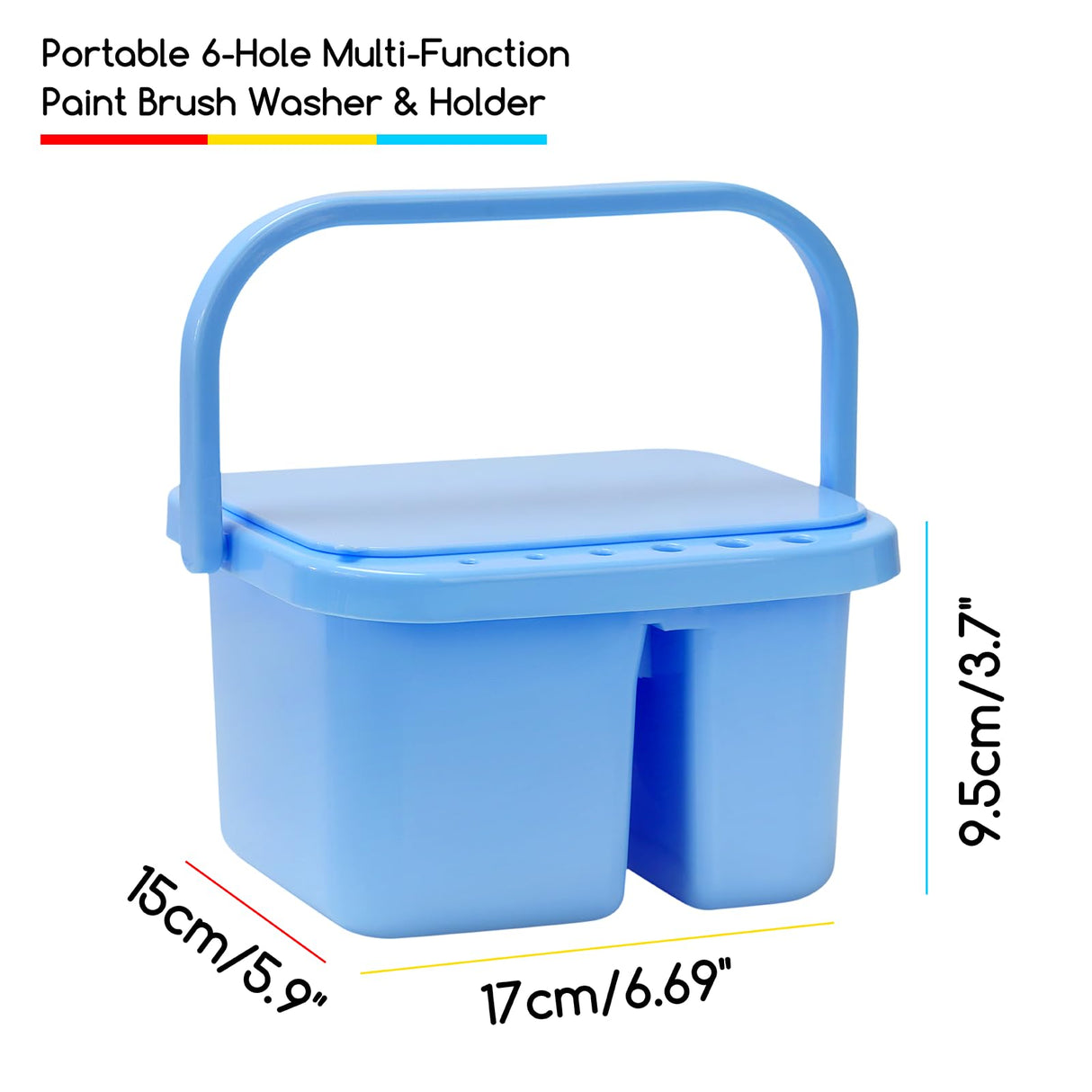 MEEDEN Paint Brush Cleaner & Holder: Portable Multi-function 6-Hole Paint Brush Washer with Lid Palette and Handle for Cleaning Acrylic, Watercolor, and Water-Based Paints MEEDEN