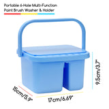 MEEDEN Paint Brush Cleaner & Holder: Portable Multi-function 6-Hole Paint Brush Washer with Lid Palette and Handle for Cleaning Acrylic, Watercolor, and Water-Based Paints MEEDEN