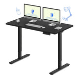 FLEXISPOT E3 Dual Motor Electric Standing Desk 55x28 Inch Whole-Piece Board Height Adjustable Desk Electric Sit Stand Desk (Black Frame + Black Desktop, 2 Packages) FLEXISPOT