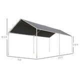 Outsunny 10'x20' Carport Heavy Duty Galvanized Car Canopy with Included Anchor Kit, 3 Reinforced Steel Cables, Grey Outsunny