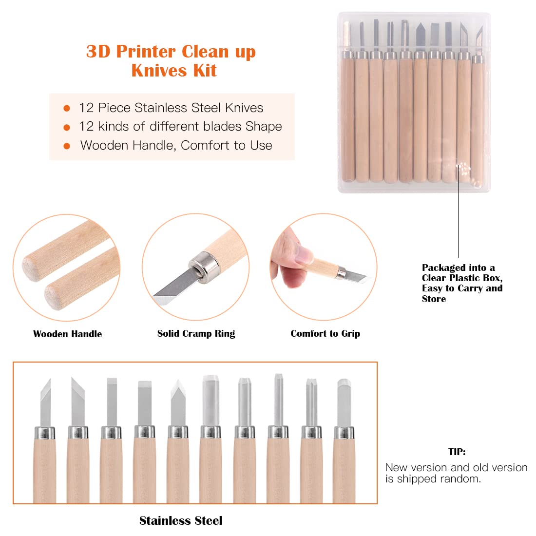 Rustark 34 Piece 3D Printer Accessories Tool Kit Cleaning Needles, Tweezers, Pliers, Scarper, Clean up Knives, Carving Knife Come with Storage Case for Printing Removing, Cleaning, Finishing Rustark