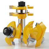 Helovmine Tongue and Groove Router Bit Tool Set 3 Teeth Adjustable T Shape Wood Milling 1/2 Inch Shank with 45°Lock Miter Bit 1/2 Inch Shank for Router Table /Base Router/Kitchen/Bathroom - Pack of 3 Helovmine