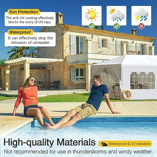 Greesum 10x30 Outdoor Canopy Tent Patio Camping Heavy Duty Gazebo Shelter Party Wedding BBQ Events with Side Removable Walls, Waterproof Shelter, White Greesum