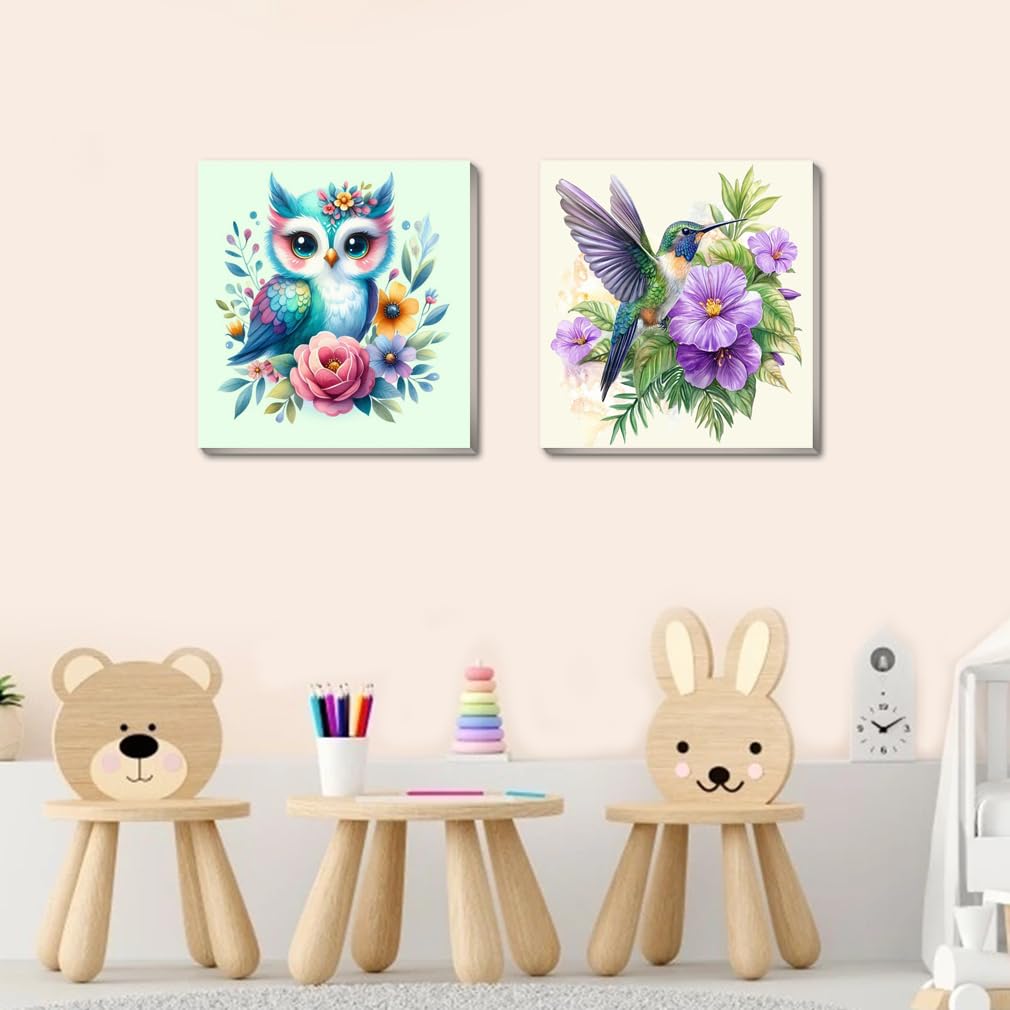 Canrichshop 4 Pack Framed Paint by Numbers Kit for Adults Beginner & Ages Over 12,Animals Paint by Number Kits, DIY Number Painting for Adults Flowers for Decor Present 8X 8 inch Canrichshop