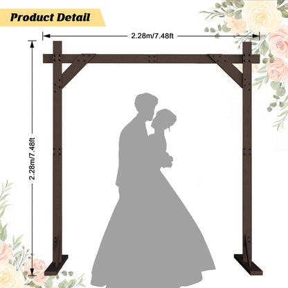 HeyMate Wedding Arch -7.48FT Square Wooden Wedding Arch for Ceremony, Wooden Arbor Backdrop Stand for Proposal Wedding Party Scene, Birthday Party, Bridal Shower, Garden, Outdoor, Rustic Deco - WoodArtSupply