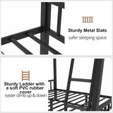 Full XL Over Queen Bunk Beds for Kids Teens Adults, Heavy-Duty Metal Bunk Bed Full Over Queen with Ladder and Slats Support for Boys Girls,Space-Saving,Noise Reduced,Black MoproBeti