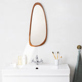 Navaris Irregular Wall Mirror - 23.6 x 9.6 in - Wooden Asymmetrical Mirror - Mid Century Abstract Design - Aesthetic Home Decor - Beechwood Frame Navaris