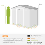 Outsunny 7' x 4' Outdoor Storage Shed, Garden Tool Metal Shed with Foundation Kit, Double Lockable Door, Air Vents and Sloping Roof, for Backyard, Patio, Lawn, White Outsunny