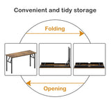 Need Home Office Desk Large Computer Desk 60 inch Sturdy Table Foldable Desk Gaming Computer Table No Assembly Required, Rustic Brown&Black Frame AC5FB(152.4 * 60) Need