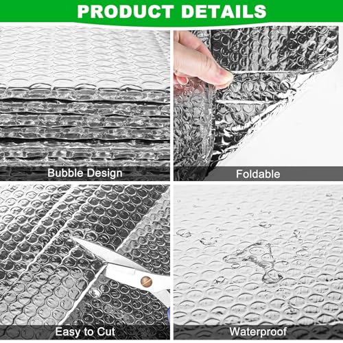 16P Garage Door Insulation Panels Kit 0.24' Thick Double Bubble Reflective Aluminum Foil Sheet Thermal Insulation Shield 120 Tapes Winter Clod and Summer Heat for Attic, Garage, Wall (24'' x 48'') MYFAMIREA