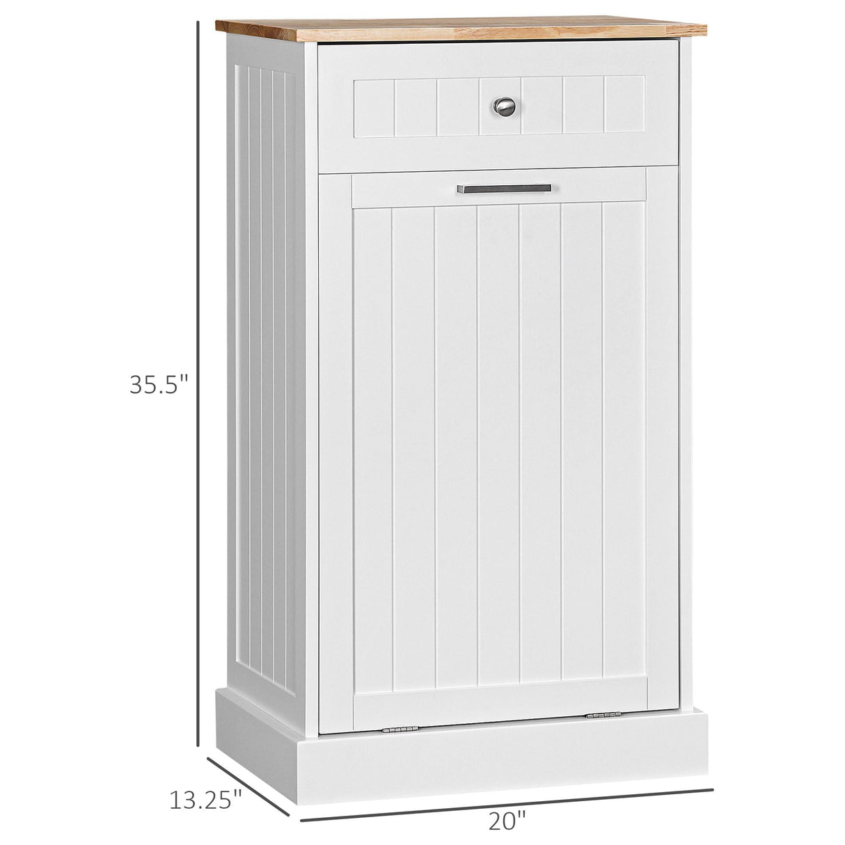 HOMCOM Kitchen Tilt Out Trash Bin Cabinet Free Standing Recycling Cabinet Trash Can Holder with Drawer, White HOMCOM