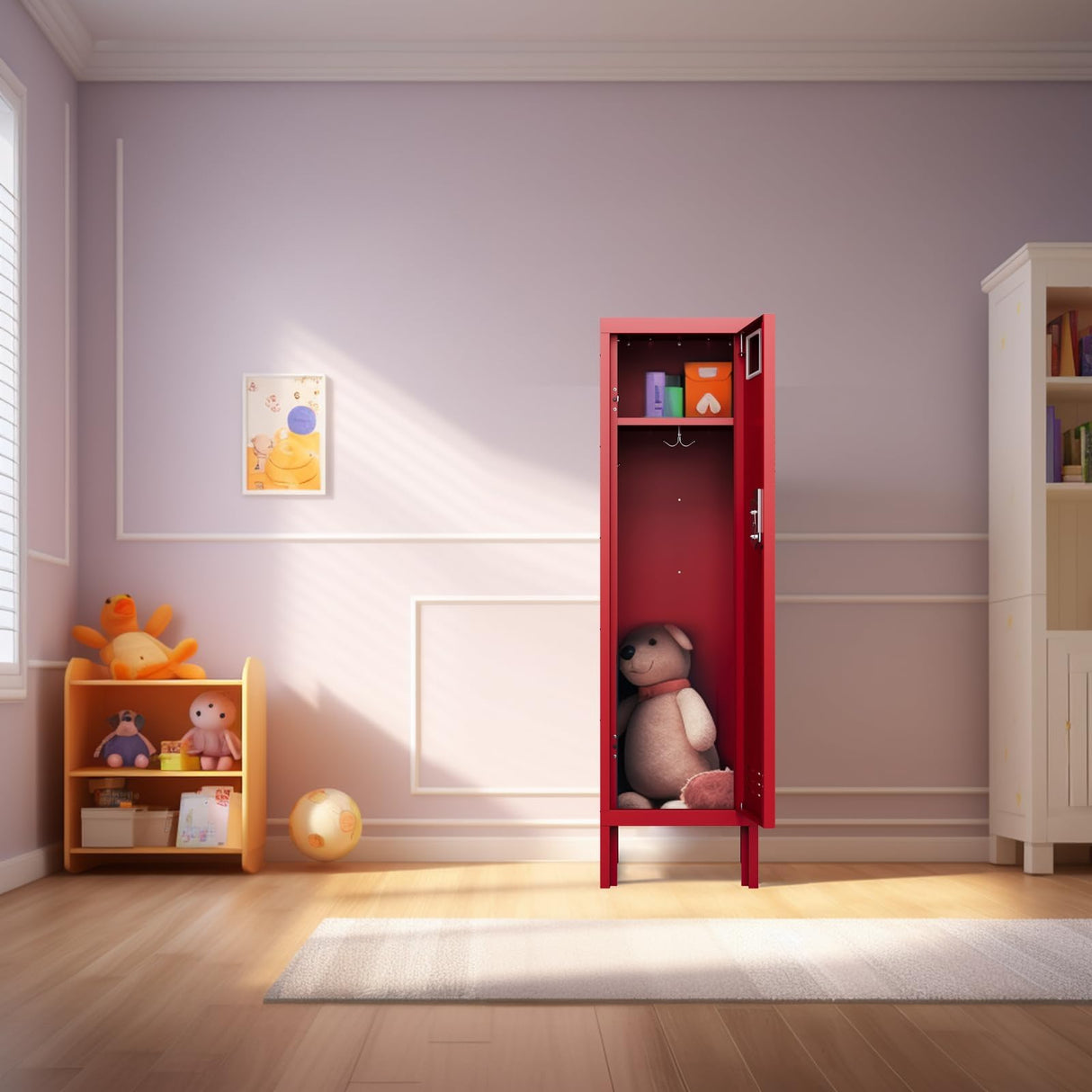 BUTISOW Red Locker Metal Lockers with 1 Door Lockers for Employees Steel Storage Locker with Card Slot Locker for Gym School Home Office Garage, Assembly Required(Red, 54-1 Door) BUTISOW