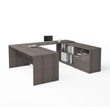 Bestar i3 Plus U-Shaped Executive Desk, 72W, Bark Grey Bestar