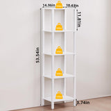 YUFAM 54in Tall Bookshelf 5-Tier Small Narrow Bookcase, Skinny Book Shelf for Small Space, Farmhouse Slim Shelf with Storage, Wood Freestanding Display Thin Bookshelves for Living Room, Office, White YUFAM