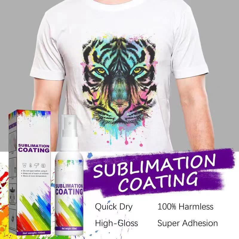 Sublimation Spray for Cotton, Sublimation Coating Spray, Quick Dry & Super Adhesion, High Gloss Sublimation Coating Supplies for All Fabric Polyester T-shirts Carton Wood Canvas Handbag100ML