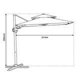 EAST OAK and Flame&Shade Patio Umbrella, 10ft Square Outdoor Umbrella, Large Offset Cantilever Umbrella with 360° Rotation, Heavy Duty Windproof and UV Resistant Double Top Umbrella for Pool and Deck, Night Blue EAST OAK