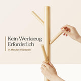 Pipishell Coat Rack Sturdy Wooden Coat Rack Stand, Adjustable Coat Tree, Free Standing Tree Hanger with 4 Sections & 8 Hooks, for Home/Bedroom/Office/Hallway/Entryway Pipishell