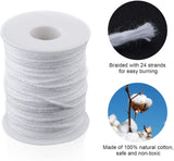400 ft Cotton Candle Wick,24 PLY Braided Cotton Candle Making Wicks Spool + 200 Pieces Metal Sustainer Tabs + 1 Piece Centering Device Holder Set for DIY Crafts happytakehome