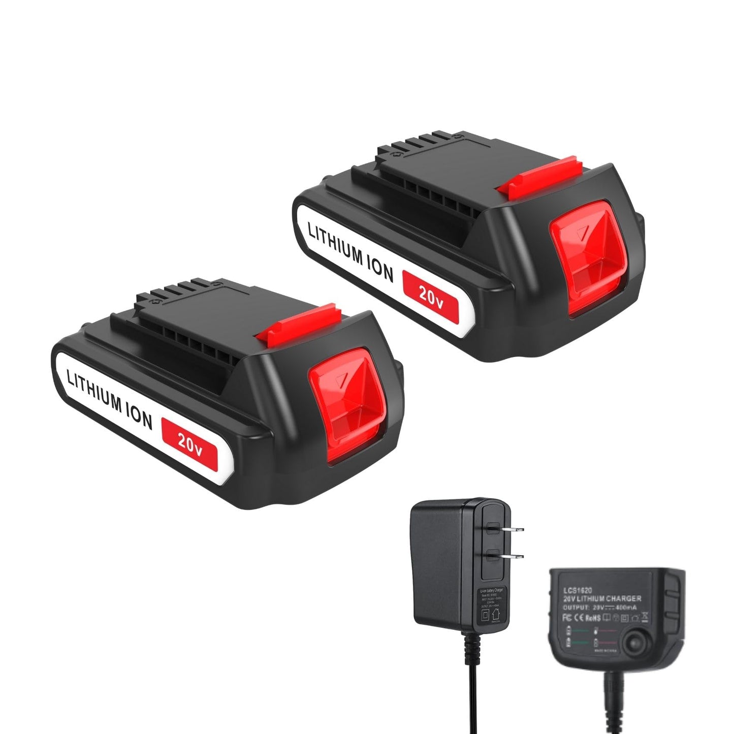 2 Packs 3.0Ah 20V Battery and Charger Combo Replacement for Black and Decker 20v Max 3.0Ah, LBXR20 LB20 LBX20 LBX4020 Cordless Power Tools with 20 Volt Output Battery Charger - WoodArtSupply