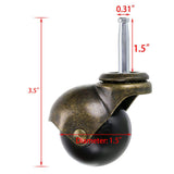Skelang 1.5 Inch Ball Caster Stem Caster Wheel with Sockets, Vintage Antique Swivel Caster for Furniture, Sofa, Wood Chair, Cabinet, Pack of 4 Skelang