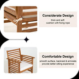 Outdoor Wood Sofa Set Patio Conversation Sets Acacia Patio Sofas Set with Thick and Soft Cushions Easy to Assemble Patio Furniture Set Natural Acacia Wood Compact and Sturdy Design Furniture Set PayLessHere