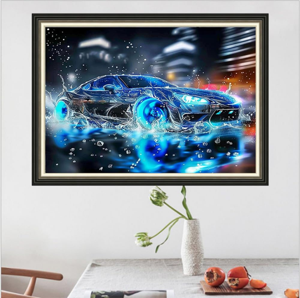 MaiYiYi Racing Car Diamond Painting Kit, 5D Full Round Drill Sport Car Diamond Painting by Numbers, Racing Cars Paint with Gems Art Wall Decor for Adult Beginners (40 x 30 cm) MaiYiYi