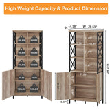 Rustic Oak FATORRI Tall Bookcase with Doors and 6 Cube Organiser for Living Room FATORRI